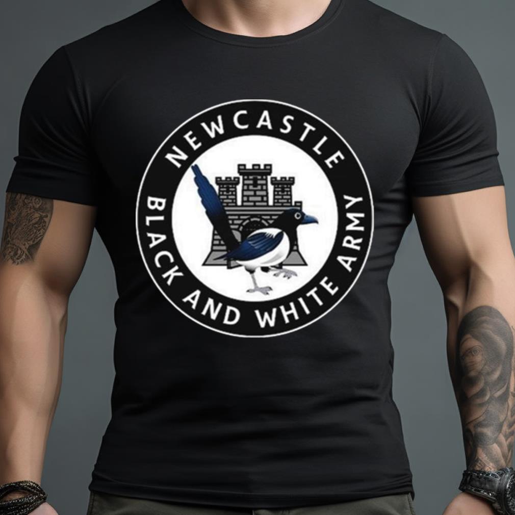 Newcastle Large Crest Fanmade Black And White Army Shirt - Hersmiles